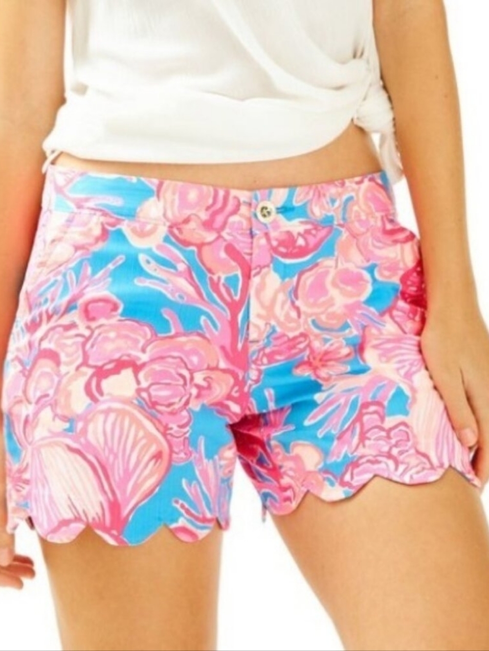 Lilly Pulitzer Buttercup Short Scalloped Hem Paint Splatter Print Resortwear 8